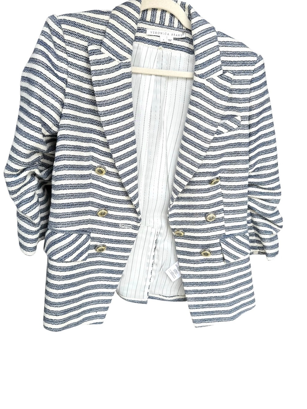 🆕 Veronica Beard Ryland Tweed Metallic Striped Skirt Suit Dickey Jacket - Picture 8 of 16